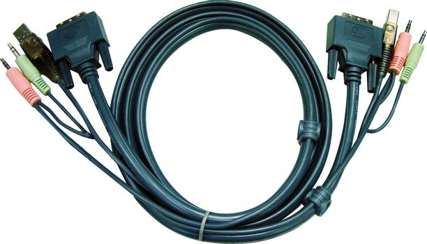 ATEN KVM kabel DVI-D (DL) + USB, 1,8 m USB, DVI, Minijack - USB, DVI, Minijack (2L7D02UD)