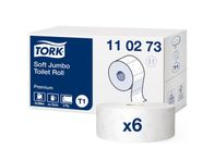 Toiletpapir Tork Premium Jumbo Soft T1 2-lags Hvid Krt/6