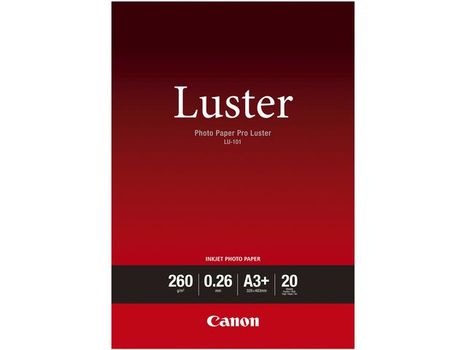 CANON n Photo Paper Pro Luster LU-101 - Luster - 260 micron - A3 plus (329 x 423 mm) - 260 g/m² - 20 sheet(s) photo paper - for PIXMA PRO-1, PRO-10, PRO-100 (6211B008)