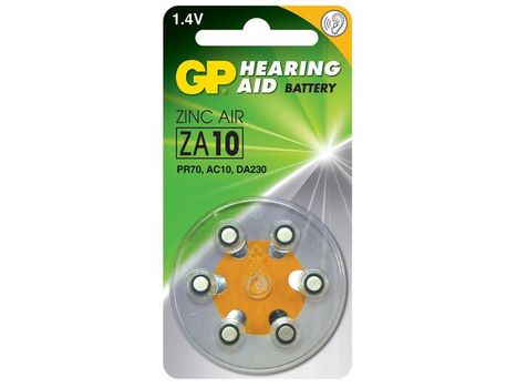 GP Hearing Aid Battery ZA 10-D6, 6-pack (4421)