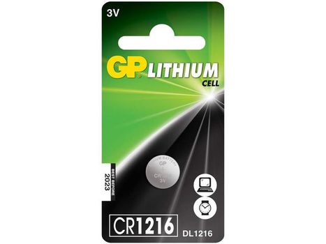 GP Lithium Cell Battery CR1216/ DL1216,  3V, 1-pack (2292)