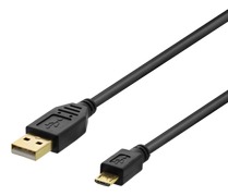 DELTACO USB 2.0 cable, USB-A male - Micro B male, 2m, black