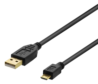 DELTACO USB 2.0 cable, USB-A male - Micro B male, 2m, black (MICRO-103)
