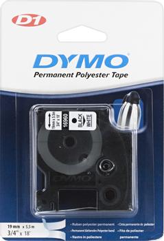 DYMO D1 merkkausteippi, perm.polyester, 19 mm, valk/ musta teksti, 5,5 m (S0718070)