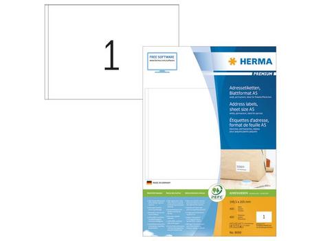 HERMA Adressetiketten A5 weiß 148,5x205 mm Papier 400 St. (8690)