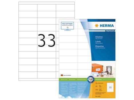 HERMA Premium Labels 70x25,4 100 Sheets DIN A4 3300 pcs. 4455 (4455)