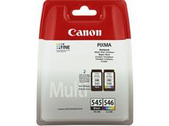 Canon PG-545 / CL-546 Multipack - 2-pack - svart, farge (cyan, magenta, gul) - original - blekkpatron