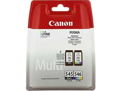 Canon PG-545 / CL-546 Multipack - 2-pack - svart, farge (cyan, magenta, gul) - original - blekkpatron (8287B005)