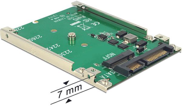 DELOCK M.2 SSD adapter, M.2 - SATA 22-pin, 1x2,5" plats, 7mm höjd (62544)