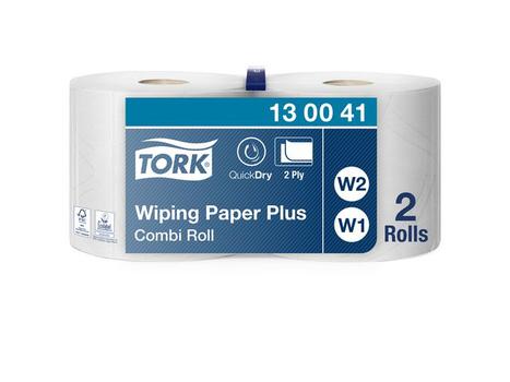 TORK Aftørringspapir Plus W1W2 Hvid, 2-lags, 255Mx23, 5cm (2rl) (130041)