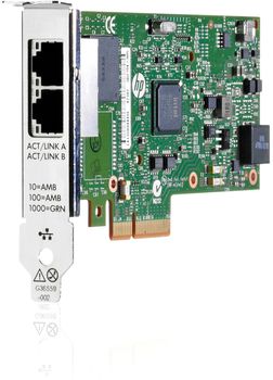 Hewlett Packard Enterprise HPE 361T - Nätverksadapter - PCIe 2.0 x4 låg profil - Gigabit Ethernet x 2 - för ProLiant DL360 Gen10, DL388p Gen8 (652497-B21)