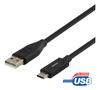 DELTACO USB 2.0 cable, USB-A to USB-C, 1.5m, black
