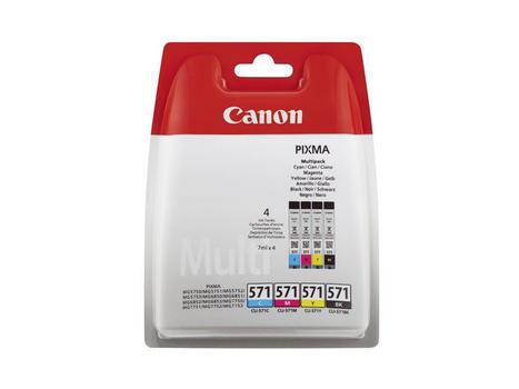 CANON n CLI-571 C/M/Y/BK Value Pack - 4-pack - 7 ml - black, yellow, cyan, magenta - original - ink tank - for PIXMA TS5051, TS5053, TS5055, TS6050, TS6051, TS6052, TS8051, TS8052, TS9050, TS9055 (0386C005)