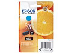 EPSON n Ink Cartridges, Claria" Premium Ink, 33, Oranges, Singlepack, 1 x 4.5 ml Cyan, Standard, RF+AM