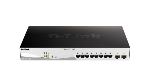 D-LINK 10-Port Managed switch, 2x SFP, 130W PoE+, Gigabit, white (DGS-1210-10MP/E)