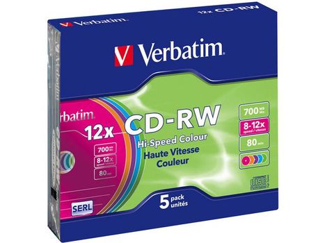 VERBATIM CD-RW DataLifePlus,  700MB 8-10X Colour (43167)