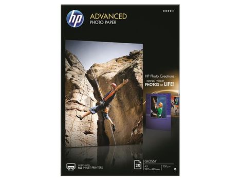 HP Advanced glossy photo paper white inkjet 250g/m2 A3 20 sheets 1-pack (Q8697A)