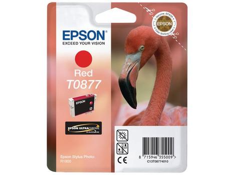 EPSON n Ink Cartridges,  Ultrachrome Hi-Gloss2,  T0877, Flamingo, Singlepack,  1 x 11.4 ml Red (C13T08774010)