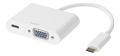 DELTACO USB-C-telakointiasema, VGA/USB-C, 60W USB-C PD, valkoinen