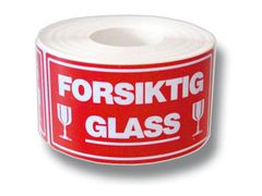 EMO Etikett Forsiktig Glass (500)
