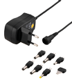 DELTACO power adapter 230V to 3-12V DC 600mAh, replaceable connectors