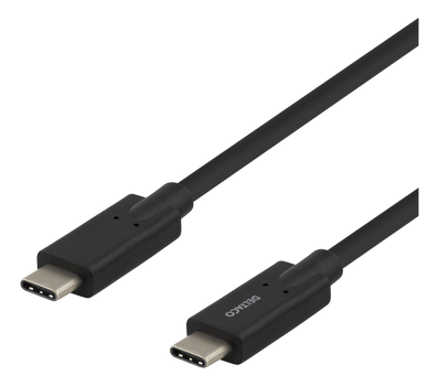 DELTACO USB-C-kaapeli,  5Gbit/s, 5A, 2m, musta (USBC-1503M)