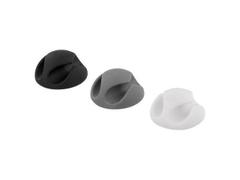 DELTACO self adhesive cable holder in rubber, 6-pack, black/white/gray