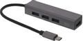 DELTACO USB-C Hub 4 USB-A ports, USB 3.1 Gen 1, space grey