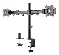 DELTACO Office, dobbelt skrivebordsbeslag m. gasfjeder, 13"-27", 8kg, 75x75-100x100