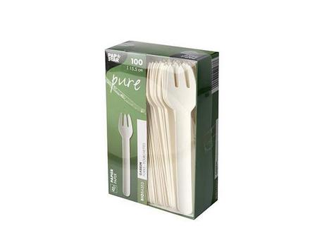 PAPSTAR Gaffel PURE papp 15,5cm hvit (100) (88065*10)