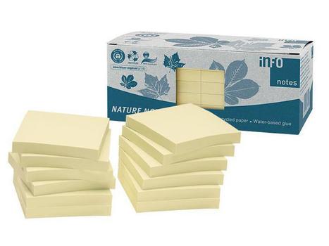 info Notatblokk INFO 75x75 resirk gul (12) (5654-11BOX)