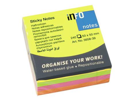 info Notatkube INFO 50x50mm neon ass (5658-39)