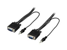 Deltaco VGA-kabel - ministereojakk, HD-15 uten pin 9 (hann) til ministereojakk, HD-15 uten pin 9 (hann) - 15 m - svart