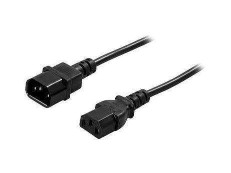 Deltaco jordad apparat-/ förlängningskabel för anslutning mellan enhet och nätdel/ kabel,  rak IEC 60320 C14 till rak IEC 60320 C13, max 250V/10A, 2m, svart (DEL-113)