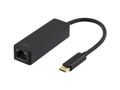 DELTACO Network adapter USB 3.1 Type C male -> RJ-45, black
