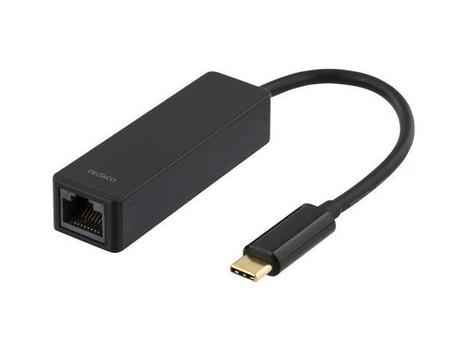 DELTACO Network adapter USB 3.1 Type C male -> RJ-45, black (USBC-GIGA)