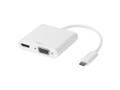 DELTACO USB-C docking station, HDMI/VGA/USB-C, 100W USB-C PD 3.0, white