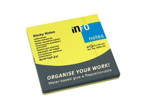 info Notatblokk INFO 75x75 neon gul (5654-34 (YELLOW)*12)