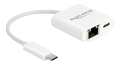 DELOCK USB Type-C Adapter to Gigabit LAN 10/100/1000 Mbps with Power Delivery port white