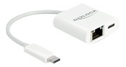 Delock USB-C til GbE adapter med 60W PD - hvit