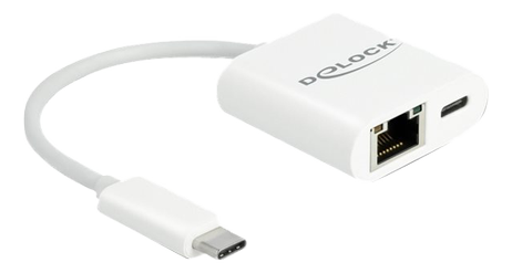 Delock USB-C til GbE adapter med 60W PD - hvit (65402)