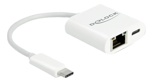 DELOCK USB Type-C Adapter to Gigabit LAN 10/ 100/ 1000 Mbps with Power Delivery port white (65402)