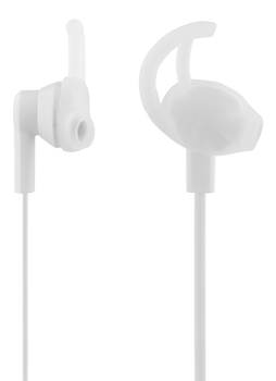 STREETZ stay-in-ear headset, 1-button remote, 3.5mm, microphone,  white (HL-W101)