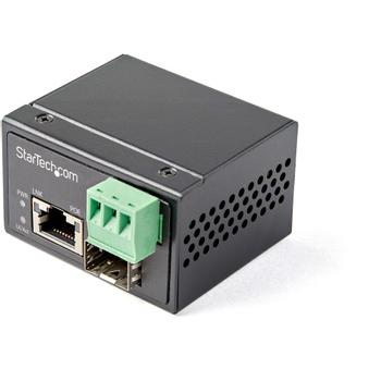 STARTECH PoE+ Industrial Media Converter 30W - Media converter LWL - SM/MM glass fiber to copper Gigabit Mini IP-30 (IMC1GSFP30W)