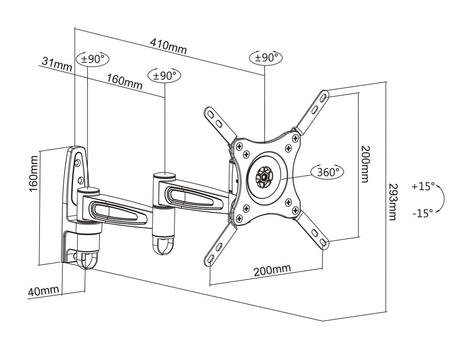 MULTIBRACKETS M VESA Flexarm 360 III Black 75x75/ more (7350022733299)