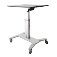 StarTech Mobile Standing Desk, Portable Sit Stand Ergonomic Height Adjustable Cart on Wheels, Rolling Computer/Laptop Workstation Table w/ Locking One-Touch Lift for Teachers/Student - Mobile Computer Table (S