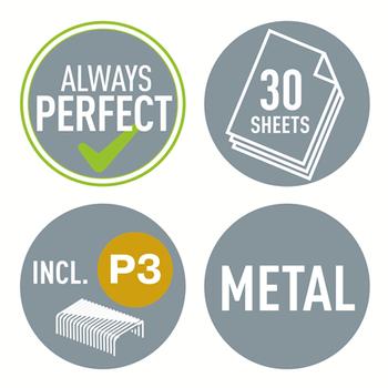 LEITZ WOW Half Strip Stapler Metal 30 Sheet Green 55021054 (55021054)