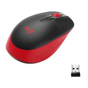 LOGITECH M190 Full-size Wireless Optical PC Mouse - Red - Mus - Optisk - 3 knapper - Rød (910-005908)