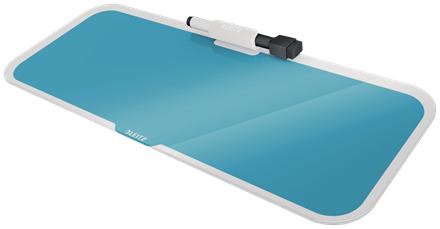 LEITZ Cosy Notatplate med glassoverflate som en whiteboard - sjøblå Glasstavle for notater. Kompakt design passer mellom tastatur og skjerm (52690061)