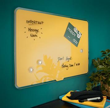 LEITZ Cosy Glasstavle - magnetisk whiteboardtavle 80x60 cm - varmgul Rammeløst design. Lett montering. Inkl. Whiteboardpenn og rengjøringsklut (70430019)